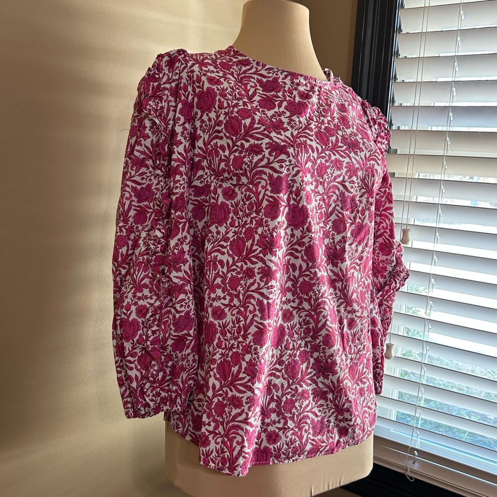 J. Crew Liberty Fabric Pink Floral Cotton Blouse